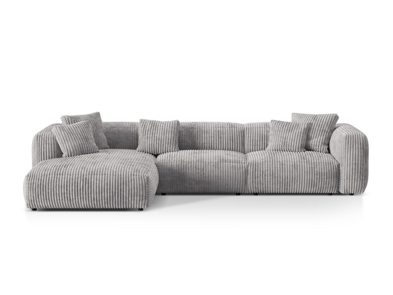 Coltar modular stanga 3 locuri, Martina-212, Micadoni Home, 332x176x75 cm, velur, gri deschis Colțare